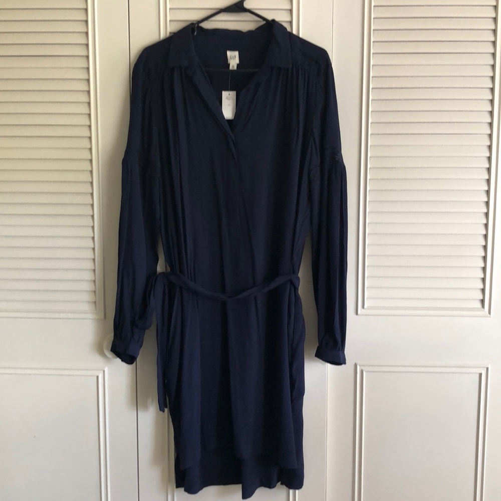 NWT! GAP Navy Long Sleeve Dress, Sz L Tall